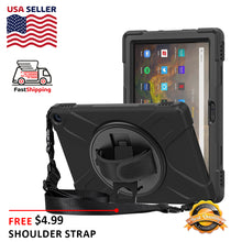 Load image into Gallery viewer, AMZER TUFFEN Case with 360 Degree Rotating Holder with Shoulder Strap for Amazon Fire HD 10 2021(11th Gen 10.1 inch)