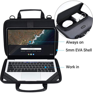 AMZER Laptop Cover always-on Chromebook Case with Pouch, Shoulder bag and ID Card Slot - Black