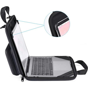 AMZER Laptop Cover always-on Chromebook Case with Pouch, Shoulder bag and ID Card Slot - Black