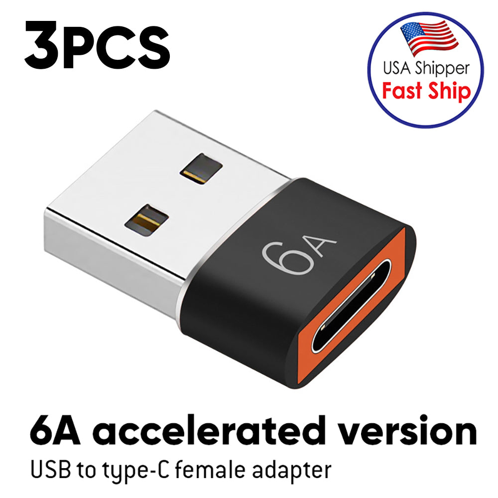 AMZER 6A Type-C to USB 3.0 OTG Adapter Connector Support Charging Data Transfer Audio Converter- Pack of 3