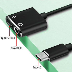 AMZER USB-C / Type-C to 3.5mm Aux + USB-C / Type C Earphone Adapter Charger Audio Cable - pack of 3