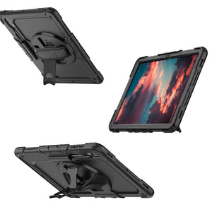 AMZER TUFFEN Multilayer Case with 360 Degree Rotating Kickstand with Shoulder Strap, Hand Grip for Samsung Galaxy Tab S8 Ultra/ S9 Ultra 14.6 inch" 5G LTE/WiFi SM-Z910/X916/918