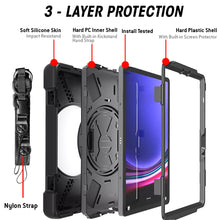 Load image into Gallery viewer, AMZER TUFFEN Multilayer Case with 360 Degree Rotating Kickstand with Shoulder Strap, Hand Grip for Samsung Galaxy Tab S7/S8/S9 5G 11 inch&quot; X710/X716B/X510/X516B