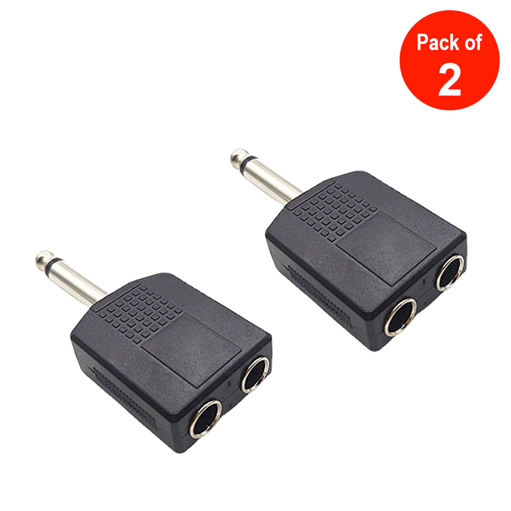 AMZER 6.5mm Male Mono To Dual 6.5mm Female Audio Conversion Connector