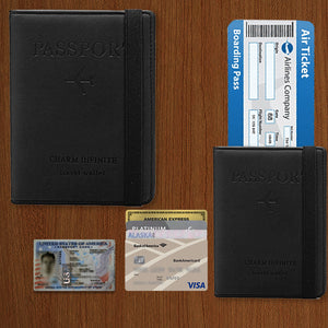 AMZER RFID Travel Passport Book Holder with Elastic Band with Slots for Credit Card and ID