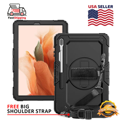 AMZER TUFFEN Multilayer Case with 360 Degree Rotating Kickstand with Shoulder Strap, Hand Grip for Samsung Galaxy Tab S7 FE 12.4 inch 2021 SM-T730/ SM-T736B