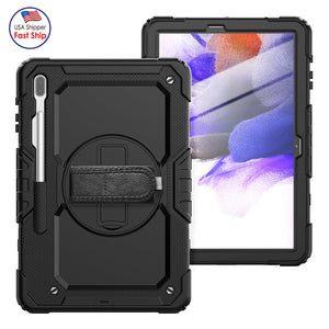 AMZER TUFFEN Multilayer Case with 360 Degree Rotating Kickstand with Shoulder Strap, Hand Grip for Samsung Galaxy Tab S7 FE 12.4 inch 2021 SM-T730/ SM-T736B
