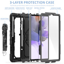 Load image into Gallery viewer, AMZER TUFFEN Multilayer Case with 360 Degree Rotating Kickstand with Shoulder Strap, Hand Grip for Samsung Galaxy Tab S7 FE 12.4 inch 2021 SM-T730/ SM-T736B