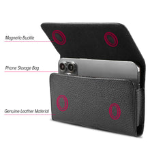 Load image into Gallery viewer, AMZER 6.1-6.8&quot; Lychee Texture Genuine Leather Phone Horizontal Carrying Pouch with Belt Clip