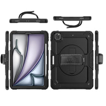 Load image into Gallery viewer, AMZER TUFFEN Multilayer Case with 360 Degree Rotating Kickstand with Shoulder Strap, Hand Grip, Pencil Holder for iPad Pro 13 inch M4 (2024) - Black