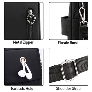 AMZER Crossbody Mobile Phone Bag Vertical Wallet Wrist Pouch With Arm Band for Women - Black