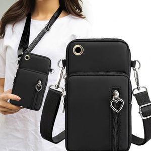 AMZER Crossbody Mobile Phone Bag Vertical Wallet Wrist Pouch With Arm Band for Women - Black