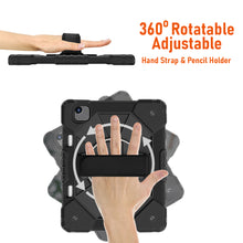 Load image into Gallery viewer, AMZER TUFFEN Multilayer Case with 360 Degree Rotating Kickstand with Shoulder Strap, Hand Grip, Pencil Holder for iPad Air 11 2025 / 2024 - Black