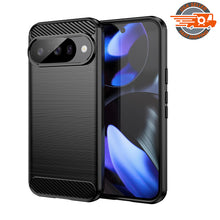 Load image into Gallery viewer, AMZER Brushed Carbon Fiber ShockProof TPU Case for Google Pixel 10/10 Pro- Black