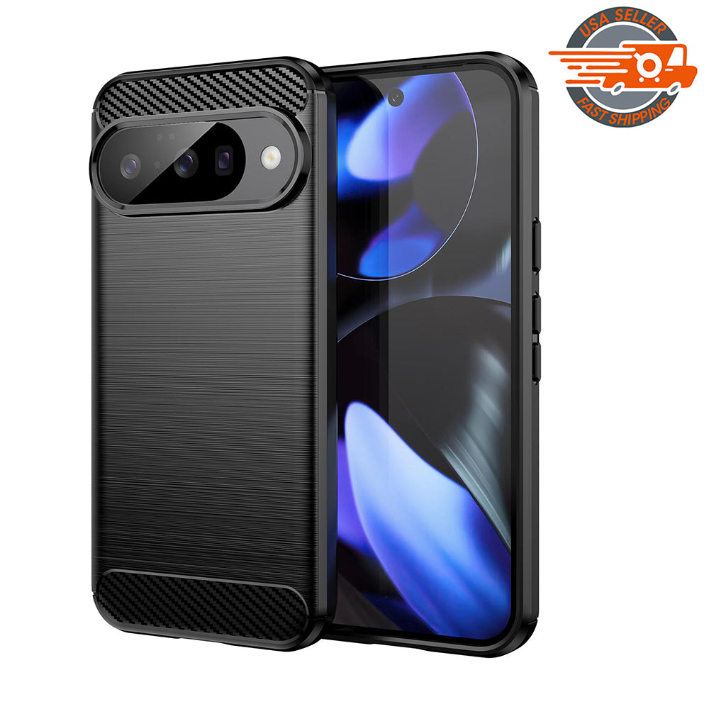 AMZER Brushed Carbon Fiber ShockProof TPU Case for Google Pixel 10/10 Pro- Black