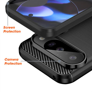AMZER Brushed Carbon Fiber ShockProof TPU Case for Google Pixel 10/10 Pro- Black