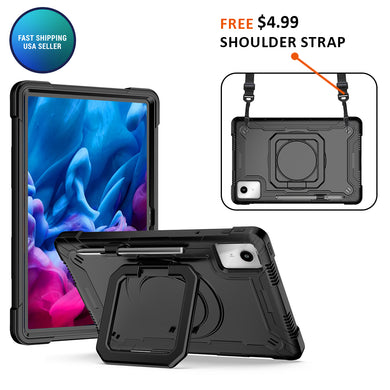 AMZER TUFFEN Multilayer Case with Rotating Kickstand/Handle Grip, Shoulder Strap, Pencil Holder For Lenovo Tab M11/ Xiaoxin Pad 11 2024