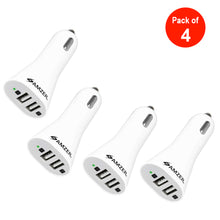 Load image into Gallery viewer, AMZER 2.1A/ 1A Dual USB 2 Port Handy Car Charger (White) - pack of 4
