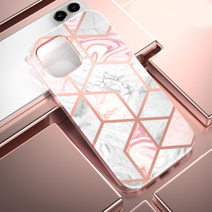 AMZER Ultra Hybrid Marble Design Case for iPhone 12/ 12 Pro with Tempered Glass