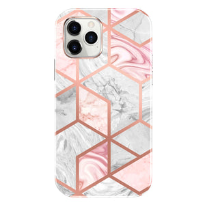 AMZER Ultra Hybrid Marble Design Case for iPhone 12/ 12 Pro with Tempered Glass