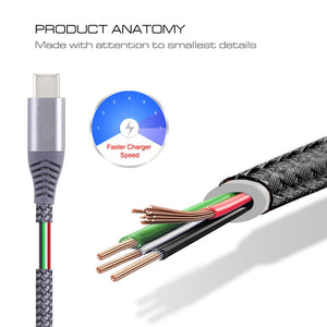 AMZER USB Type C Data Sync Braid Cable (3 Feet/ 1 Meter)
