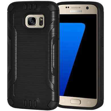 Hybrid Shockproof Brushed Design Dual Layer Case for Samsung GALAXY S7 - Black - fommystore