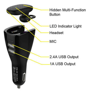 Dual USB Port Car Charger | multi function black headset | fommy