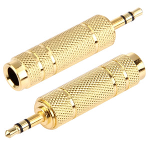 3.5mm Stereo Plug to 6.35mm (1/4 Inch) Stereo Jack Adapter - Gold Plated 