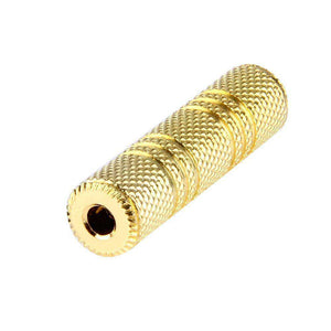 AMZER Gold Plated 3.5mm Female to 3.5mm Stereo Jack Socket Adapter - Pack Of 2 - fommystore
