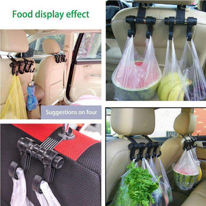 2 PCS Car Vehicle Multi-functional Seat Headrest Bag Hanger Hook Holder Double Hooks - Black - fommystore