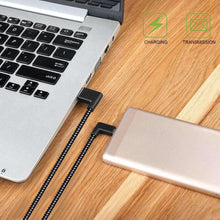 Load image into Gallery viewer, AMZER® 20cm 2A USB to USB-C / Type-C Nylon Weave Style Double Elbow Data Sync Charging Cable - Black - fommy.com