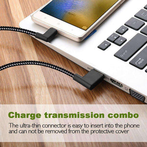AMZER® 20cm 2A USB to USB-C / Type-C Nylon Weave Style Double Elbow Data Sync Charging Cable - Black - fommy.com