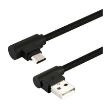 Load image into Gallery viewer, AMZER® 25cm USB to USB-C / Type-C Nylon Weave Style Double Elbow Charging Cable - Black - fommystore