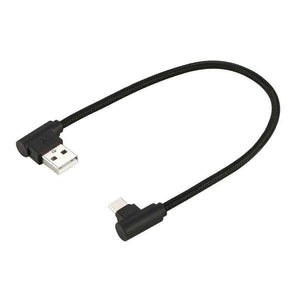 AMZER® 25cm USB to USB-C / Type-C Nylon Weave Style Double Elbow Charging Cable - Black - fommystore