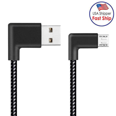 AMZER® 2m 2A USB to Micro USB Weave Style Double Elbow Data Sync Charging Cable - Black - fommystore