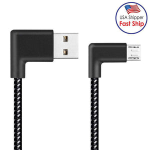 AMZER® 2m 2A USB to Micro USB Weave Style Double Elbow Data Sync Charging Cable - Black