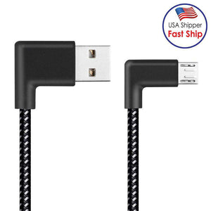 AMZER® 3m 2A USB to Micro USB Weave Style Double Elbow Data Sync Charging Cable - Black