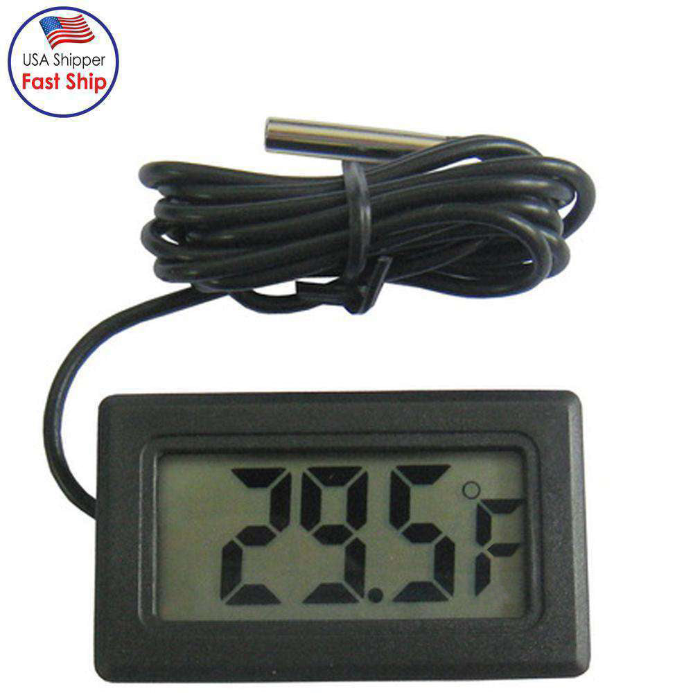 Mini LCD Digital Thermometer for Fridge Freezer, Insert Size 46mm x 26.6mm - Black