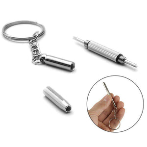 3 in 1 Repair Kit Key Ring with 3 Screwdrivers: Cross 1.5, Straight 1.5,Star Nut M2.5 for Smart Phone, Watches (Silver) - Pack of 5 - fommystore