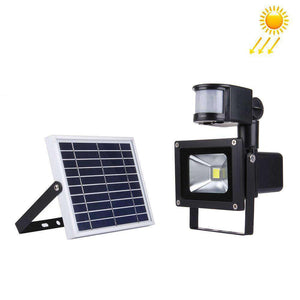 10W 900LM LED Infrared Motion Sensor Floodlight Lamp with Solar Panel IP65 Waterproof - White Light