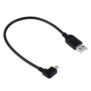 AMZER® 28cm 90 Degree Angle Left Mini USB to USB Data / Charging Cable - Black (Pack of 2) - fommystore