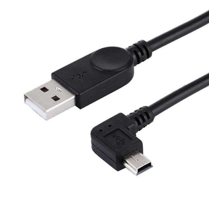 AMZER® 28cm 90 Degree Angle Left Mini USB to USB Data / Charging Cable - Black
