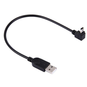 AMZER® 28 cm 90 Degree Angle Elbow Mini USB to USB Data / Charging Cable - Black (Pack of 2) - fommystore