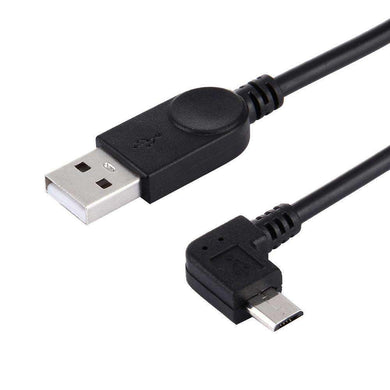 AMZER® 28cm 90 Degree Angle Left Micro USB to USB Data / Charging Cable - Black (Pack of 2) - fommystore