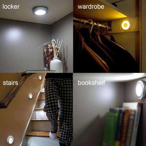 AMZER Motion Sensor Light Control White LED Night Light 6 LEDs Mini Lamp for Closet, Cabinet, Stairways, Bedroom