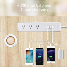 Load image into Gallery viewer, 4 x USB Ports + 3 x US Plug Jack WiFi Remote Control Smart Power Socket Works with Alexa &amp; Google Ho - fommystore