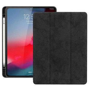 AMZER Suede Leather Folio Cover Wake/Sleep Function For iPad Pro 12.9 inch 2018 - Black