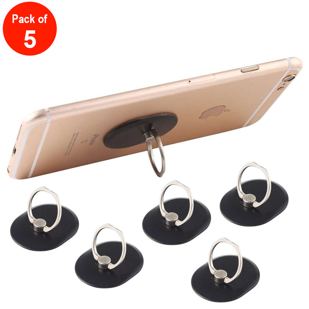 Cell Phone Ring Holder Universal 360° Metal Plate Hold Finger Stand  - Black - pack of 5
