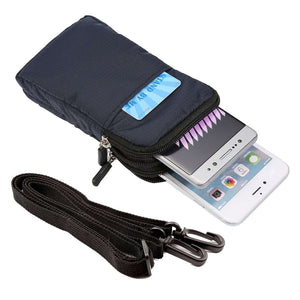 Universal Multi-function Double Layer Zipper Sports Waist /Shoulder Bag - Dark Blue