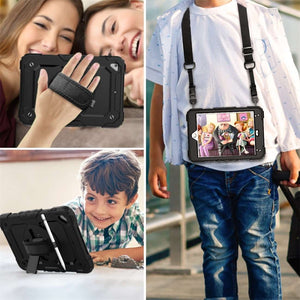 AMZER TUFFEN Case with Hand Strap, Neck Lanyard And Apple Pencil Slot for iPad Mini 5th Gen - Black - fommystore